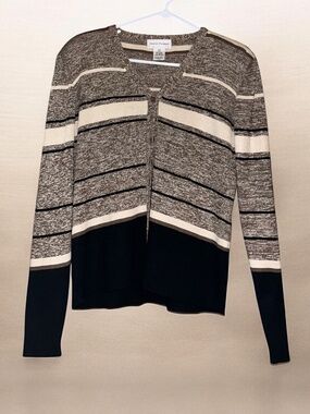 Rena Rowan Women’s Stripe Multi 100% Silk Button Front Cardigan Sweater Sz-S